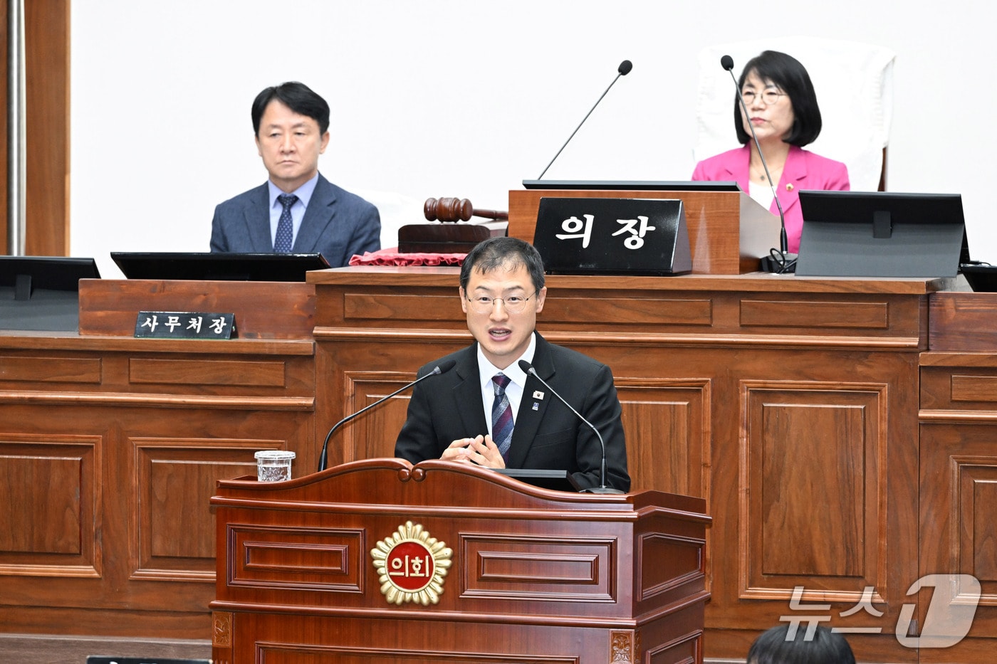 김상욱 울산시장이 9일 울산시의회 제265회 임시회 제3차 본회의에서 시정연설을 하고 있다. (울산시의회 제공. 재판매 및 DB 금지) /뉴스1