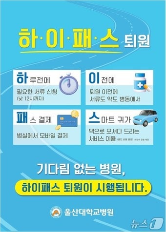 울산대학교병원 하이패스 퇴원 포스터.(울산대학교병원 제공. 재판매 및 DB금지)/뉴스1