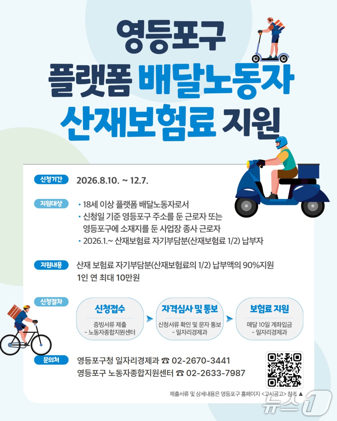 플랫폼 배달노동자 산재보험료 지원사업 안내문.(영등포구 제공)