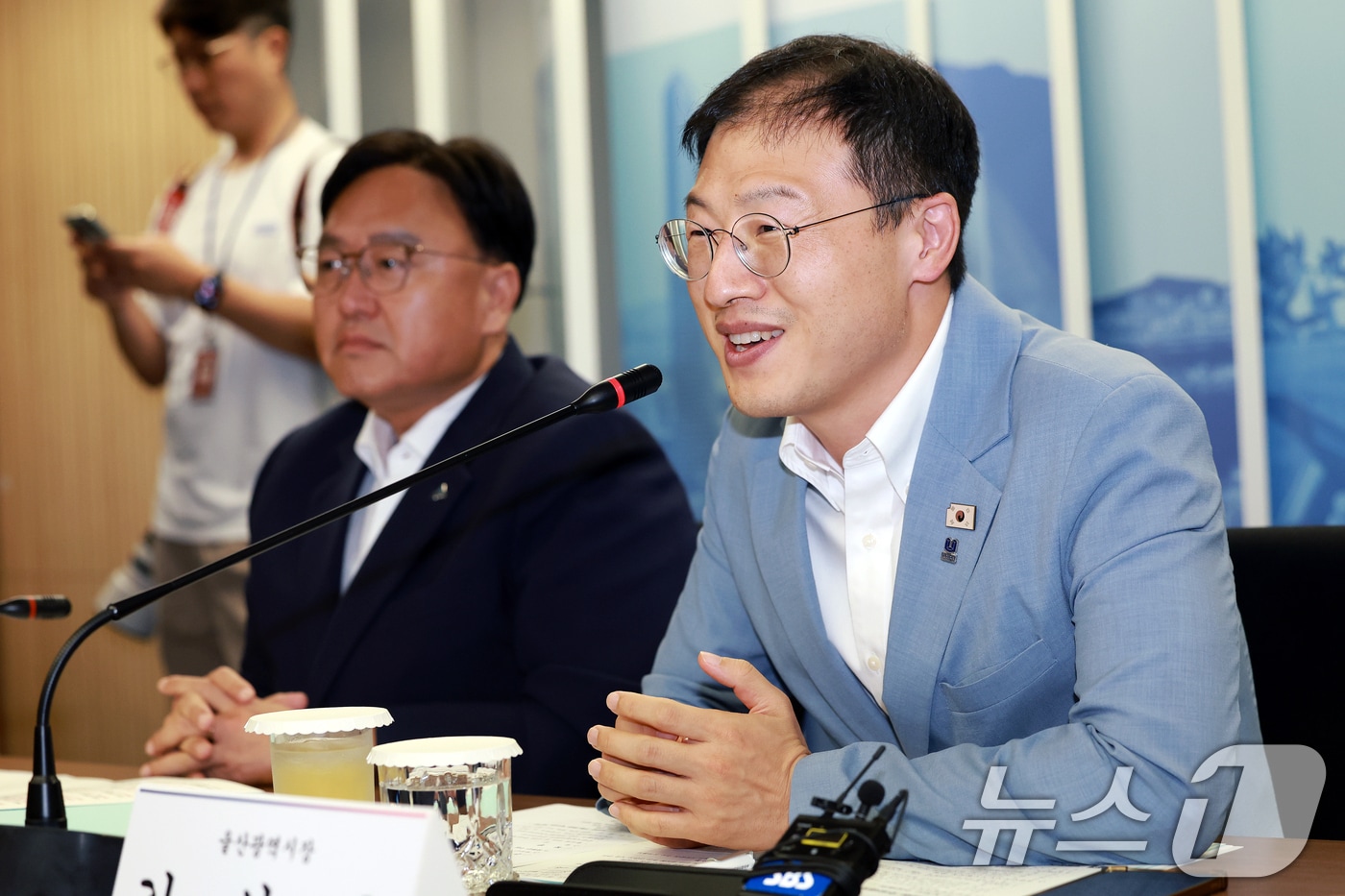 김상욱 울산시장이 지난 14일 서울 종로구 광화문빌딩에서 열린 제61차 대한민국시도지사협의회 정기총회에서 인사말을 하고 있다. 2026.8.14 ⓒ 뉴스1 이호윤 기자