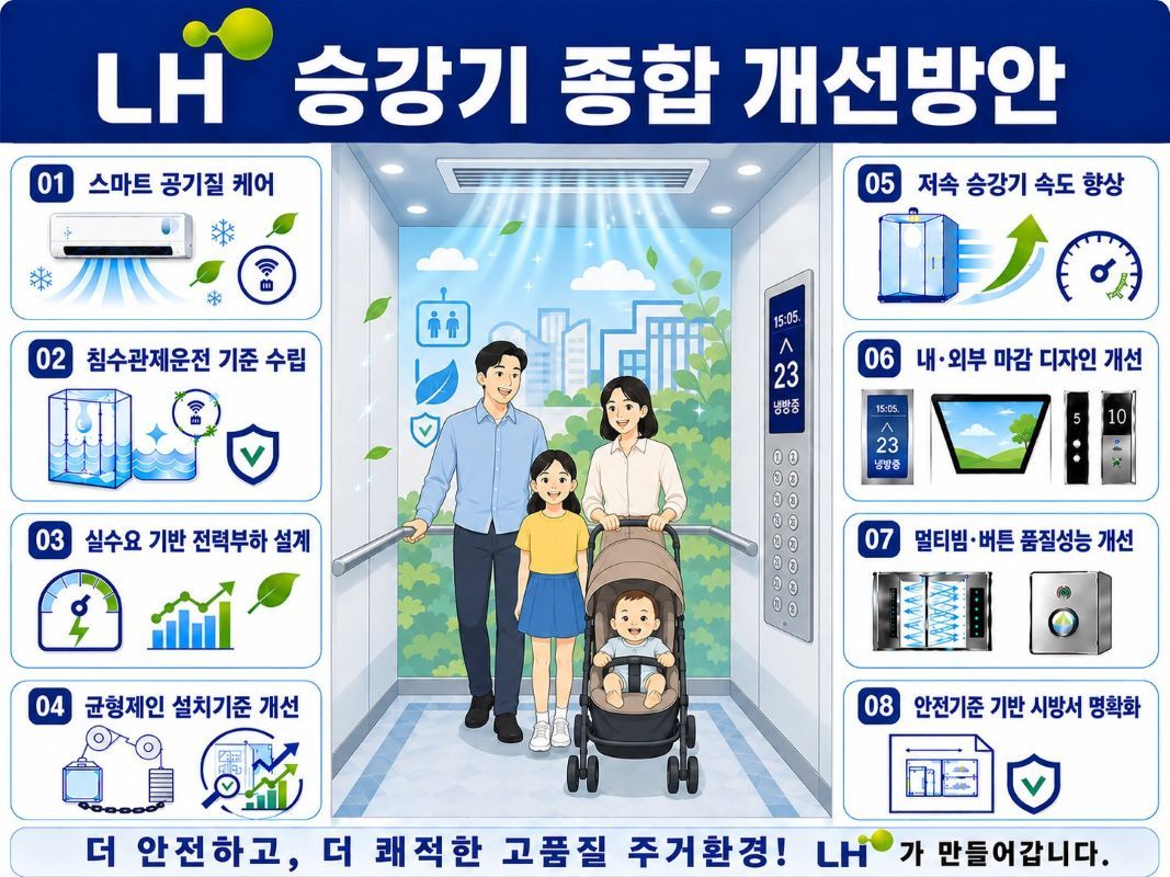LH, 공공주택 승강기 냉방설비 의무화 및 침수 감지 기능 도입