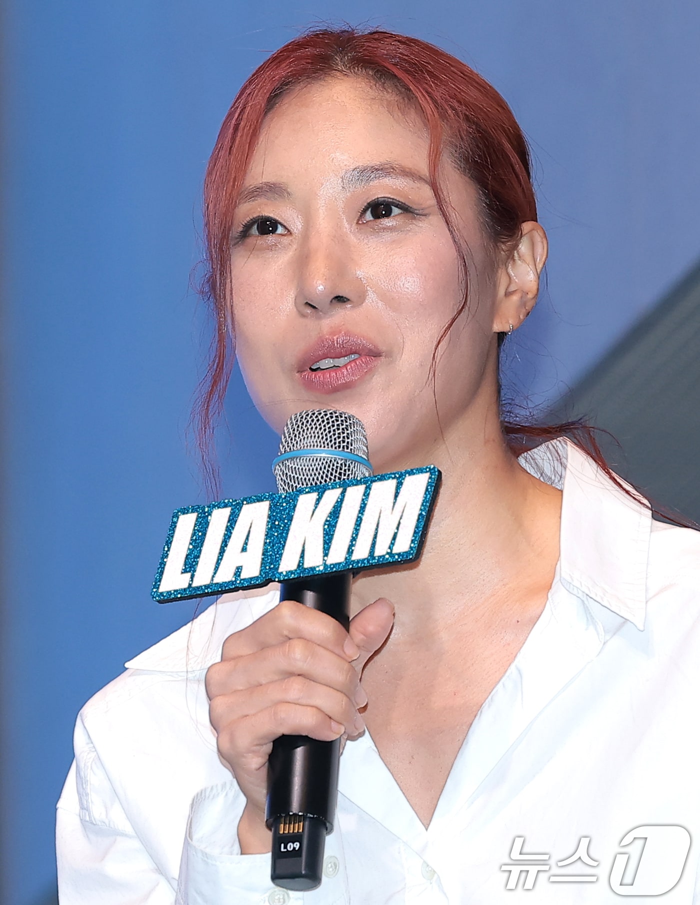 안무가 리아킴이 19일 서울 마포구 라이즈오토그래프컬렉션에서 열린 멀티 폼 드라마 ‘3+4!’ 제작발표회에서 인사말을 하고 있다. 2026.8.19 ⓒ 뉴스1 권현진 기자