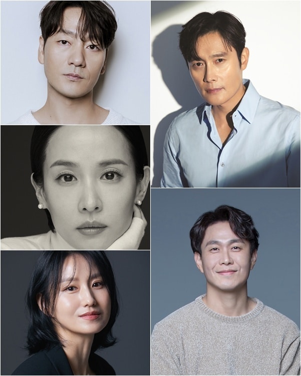 '케이오 클럽' 출연 배우 맨 왼쪽 위부터 시계방향으로 박해수, 이병헌, 오정세, 김소진, 조여정