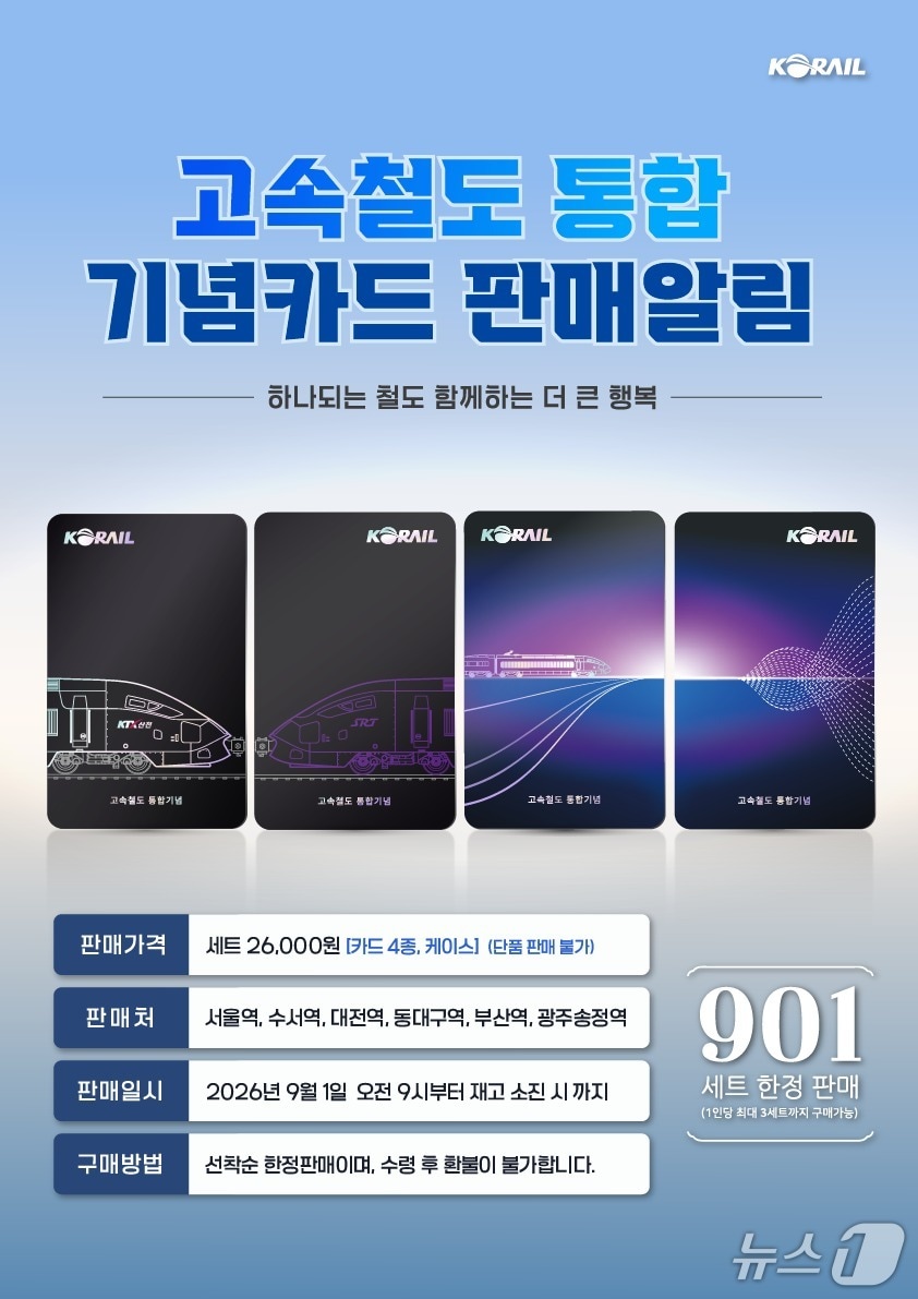 고속철도 통합 기념 레일플러스 교통카드 한정 판매 안내(코레일 제공) /뉴스1
