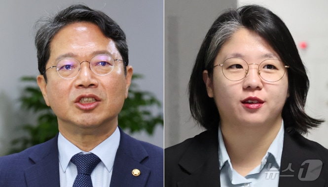 김승원 법무부 장관 후보자와 용혜인 성평등가족부 장관 후보자. 뉴스1 