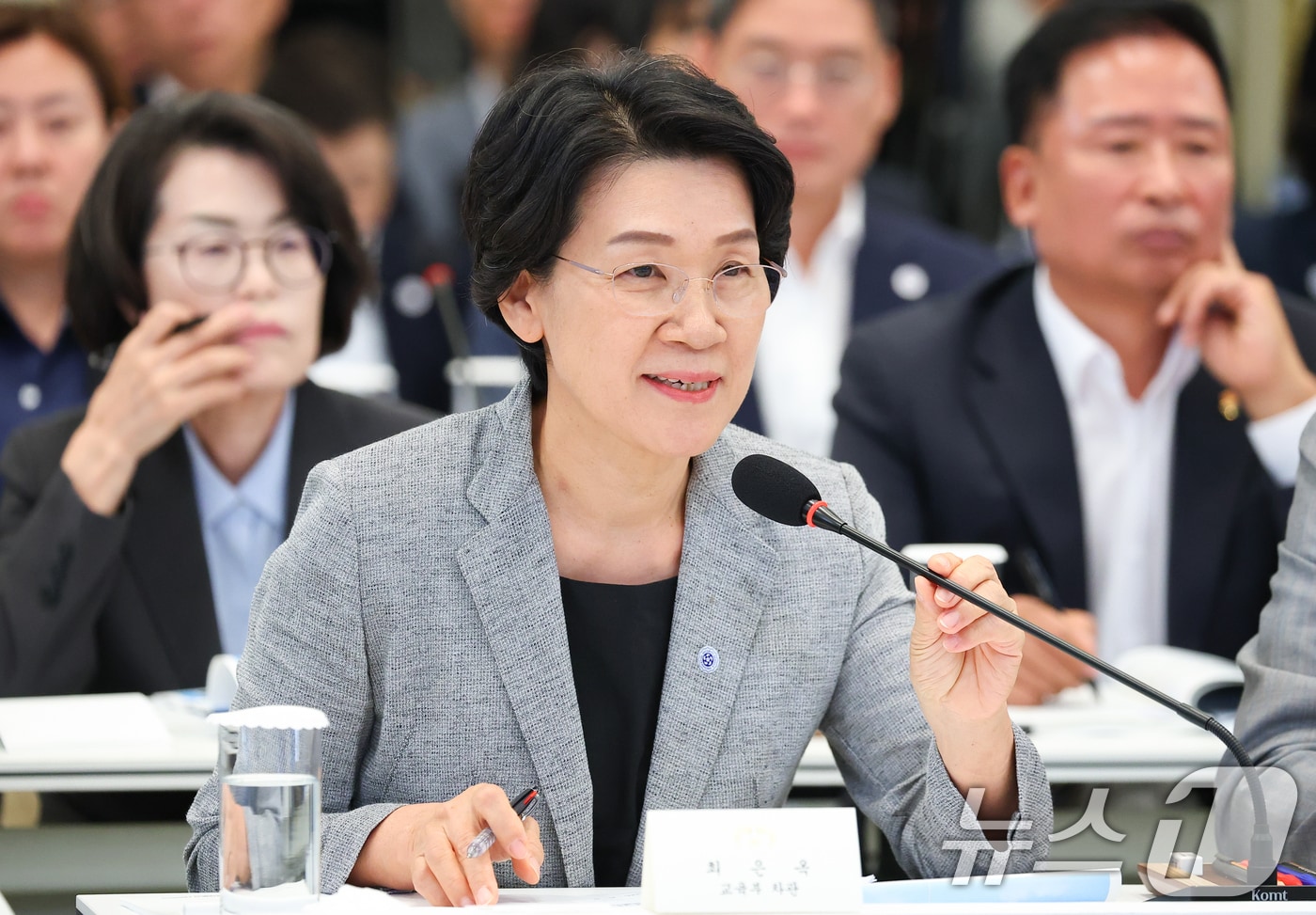 최은옥 교육부 차관이 5일 청와대 영빈관에서 열린 교육부, 국가교육위원회, 문화체육관광부, 국가유산청 2차 업무보고에서 발언하고 있다. (청와대통신사진기자단) 2026.8.5 ⓒ 뉴스1 허경 기자