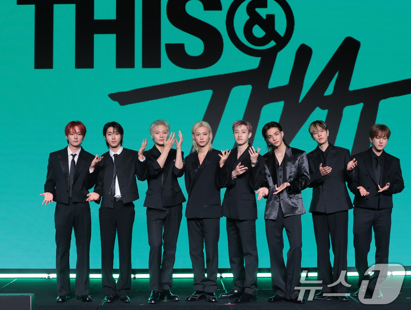 그룹 스트레이 키즈(Stray Kids)의 리노(왼쪽부터)와 한, 아이엔, 필릭스, 방찬, 현진, 승민, 창빈 2026.8.6 ⓒ 뉴스1 권현진 기자