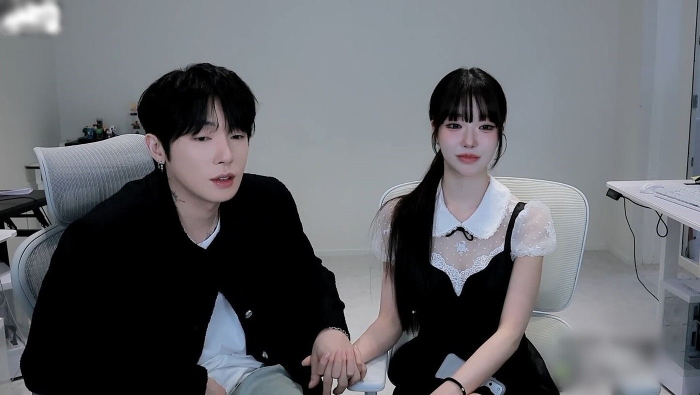 유튜버 겸 인터넷방송인(BJ) 과즙세연(25·본명 인세연·오른쪽)과 BJ 케이(36·본명 박중규). (BJ케이 라이브 방송 갈무리)
