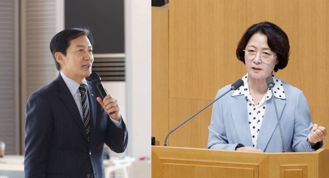 조국 조국혁신당 정책연구원장과 추미애 경기지사. (SNS 갈무리· 재판매 및 DB금지) ⓒ 뉴스1