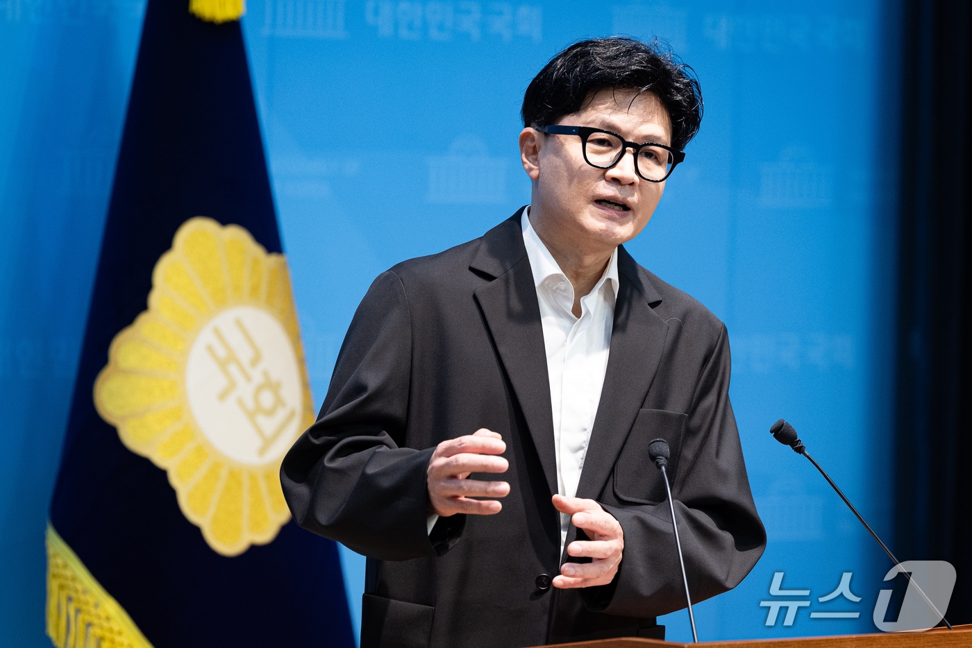한동훈 무소속 의원이 13일 서울 여의도 국회 소통관에서 김승원 법무부 장관 후보자 관련 기자회견을 하고 있다. 2026.9.13 ⓒ 뉴스1 유승관 기자