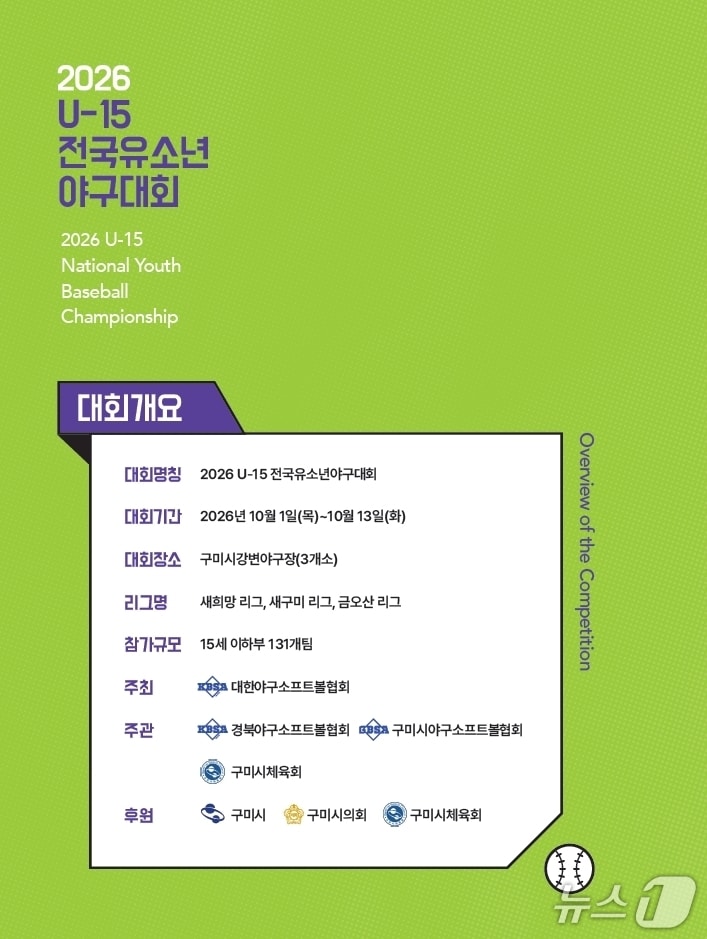 2026 U-15 전국 유소년 야구대회 포스터/뉴스1