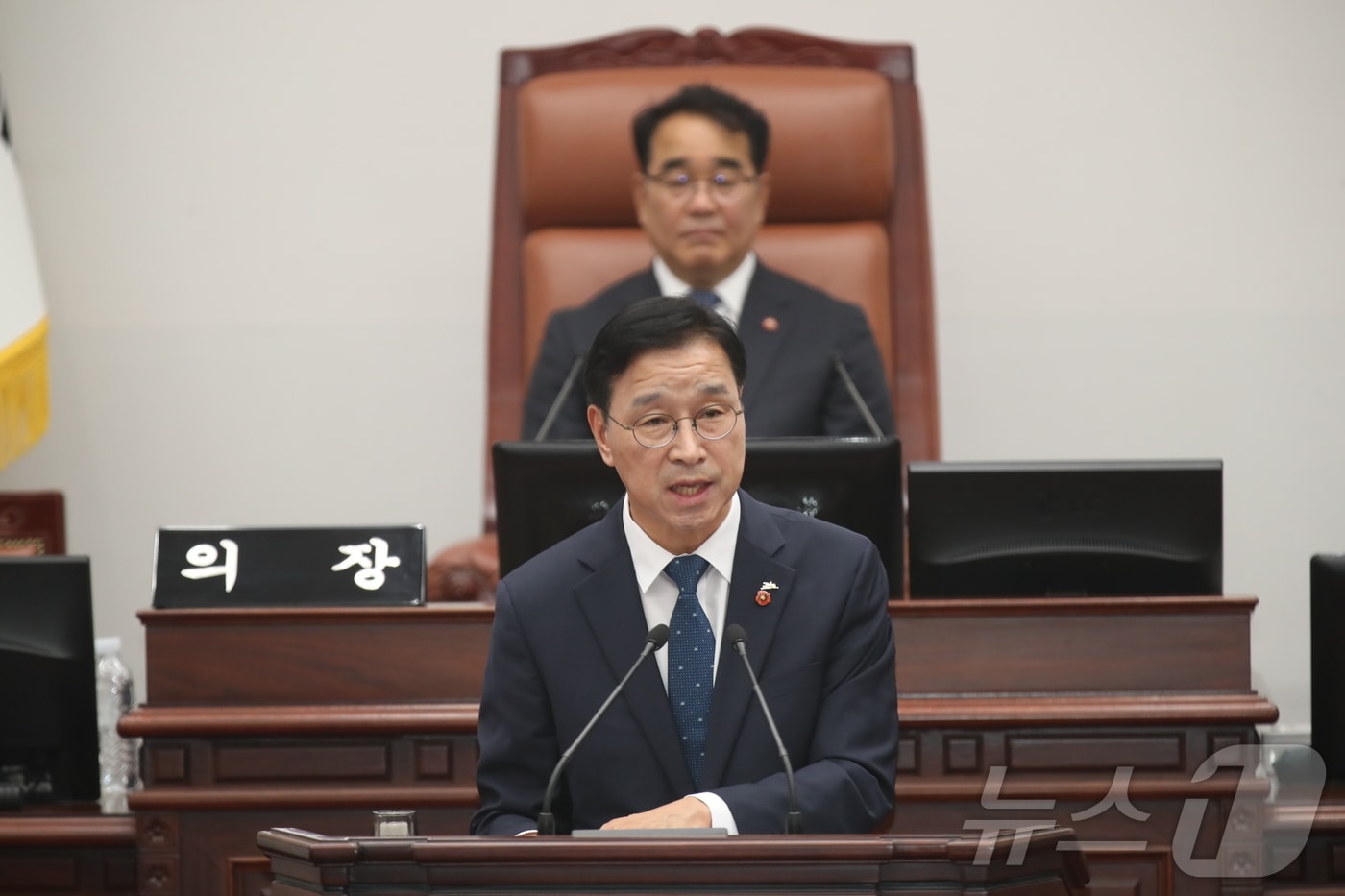 위성곤 제주특별자치도지사가 지난 3일 오후 제주도의회 본회의장에서 열린 제454회 제주도의회 제1차 정례회 제2차 본회의(도정질문)에서 발언하고 있다.(제주특별자치도의회 제공, 재판매 및 DB 금지) 2026.9.3 ⓒ 뉴스1