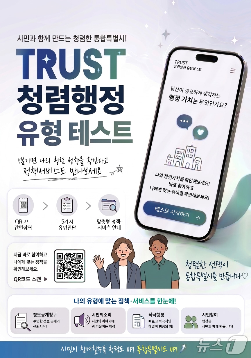 전남광주통합특별시, 시민 참여형 '청렴행정 유형 테스트' 도입