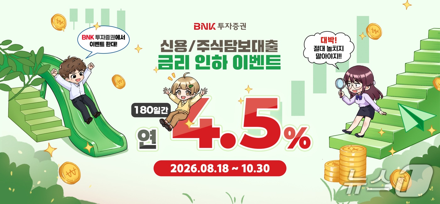 BNK투자증권 '신용·주식담보대출 금리 우대 이벤트' 안내 포스터 (BNK금융그룹 제공. 재판매 및 DB금지)