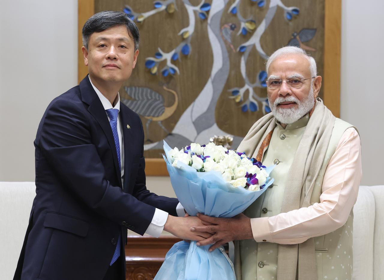 장병규 의장과 나렌드라 모디(Narendra Modi) 인도 총리가 회담을 갖고 게임·디지털 엔터테인먼트 협력의지를 확인했다(크래프톤 제공)/뉴스1